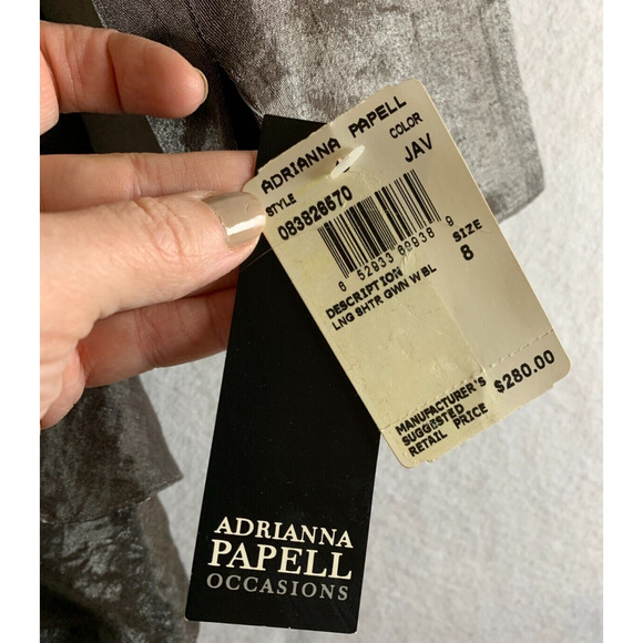 Adrianna Papell Satin Tiered Maxi Gown & Bolero 2 pc Set Dress Sz 8 Bronze Event - Picture 14 of 16